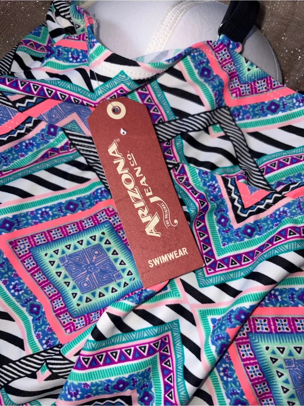 Arizona Jeans Company Geometric Tankini Top Size 1x NWT! - Picture 7 of 8
